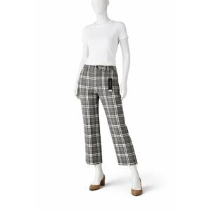 Liverpool Plaid Cropped Pants Womens Size 8 Black White Career office style NWT